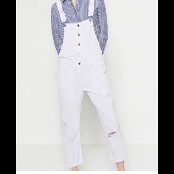 zara white dungarees
